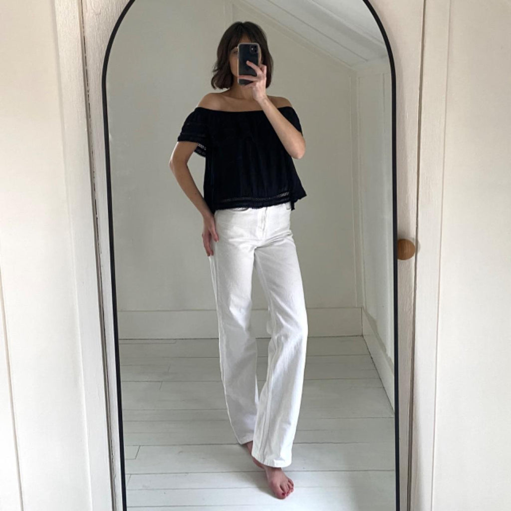 Wilfred / Aritzia Hollande Off Shoulder Eyelet Blouse Size XS