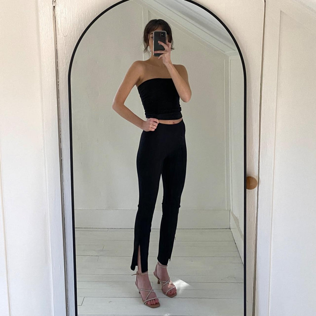 Theory Seamed Slit Legging in Black Precision Ponte Size P