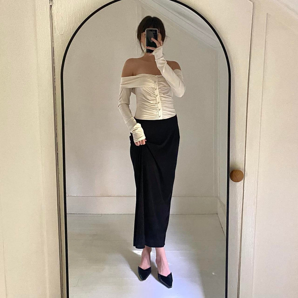 The Line By K Lunar Off Shoulder Bodysuit in Vanilla Size M