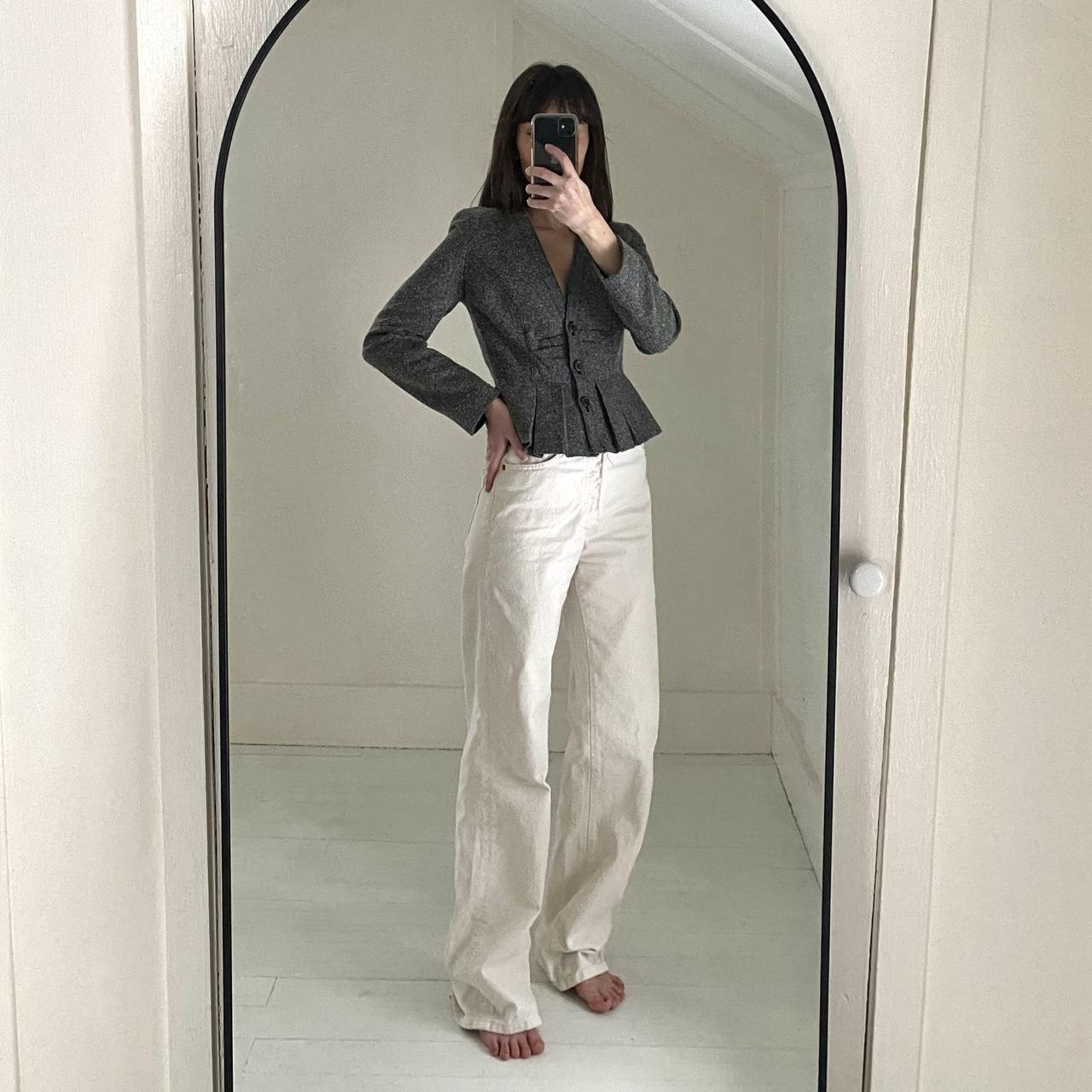 Worthington Vintage Y2K Herringbone Peplum Crop Blazer Size PS