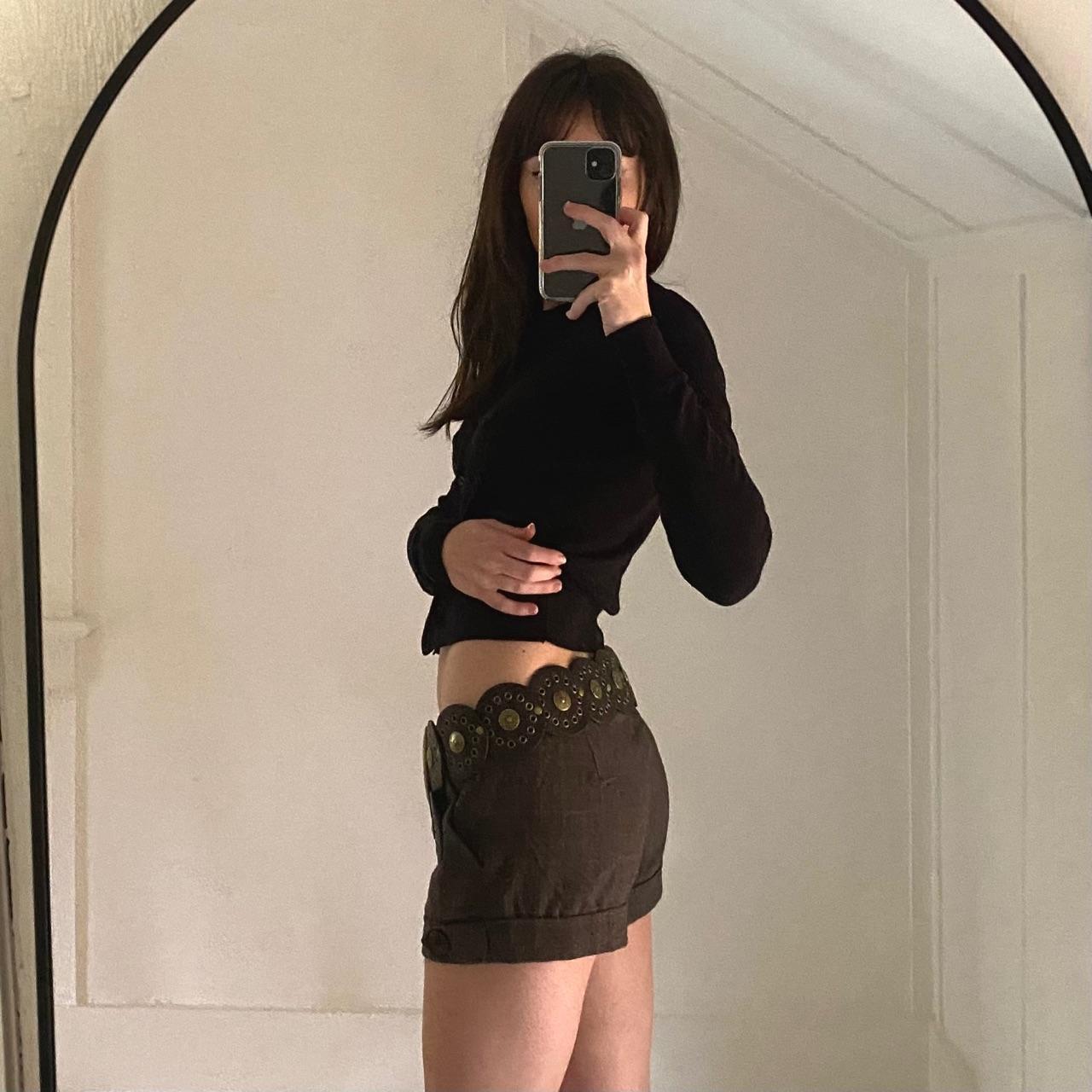 Leather Low Rise Wide Grommet Belt One Size