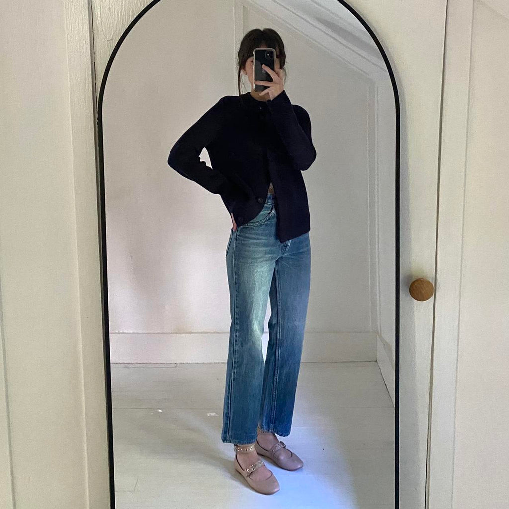 Boden Claudia Cotton Wool Cropped Cardigan in Navy Size 6