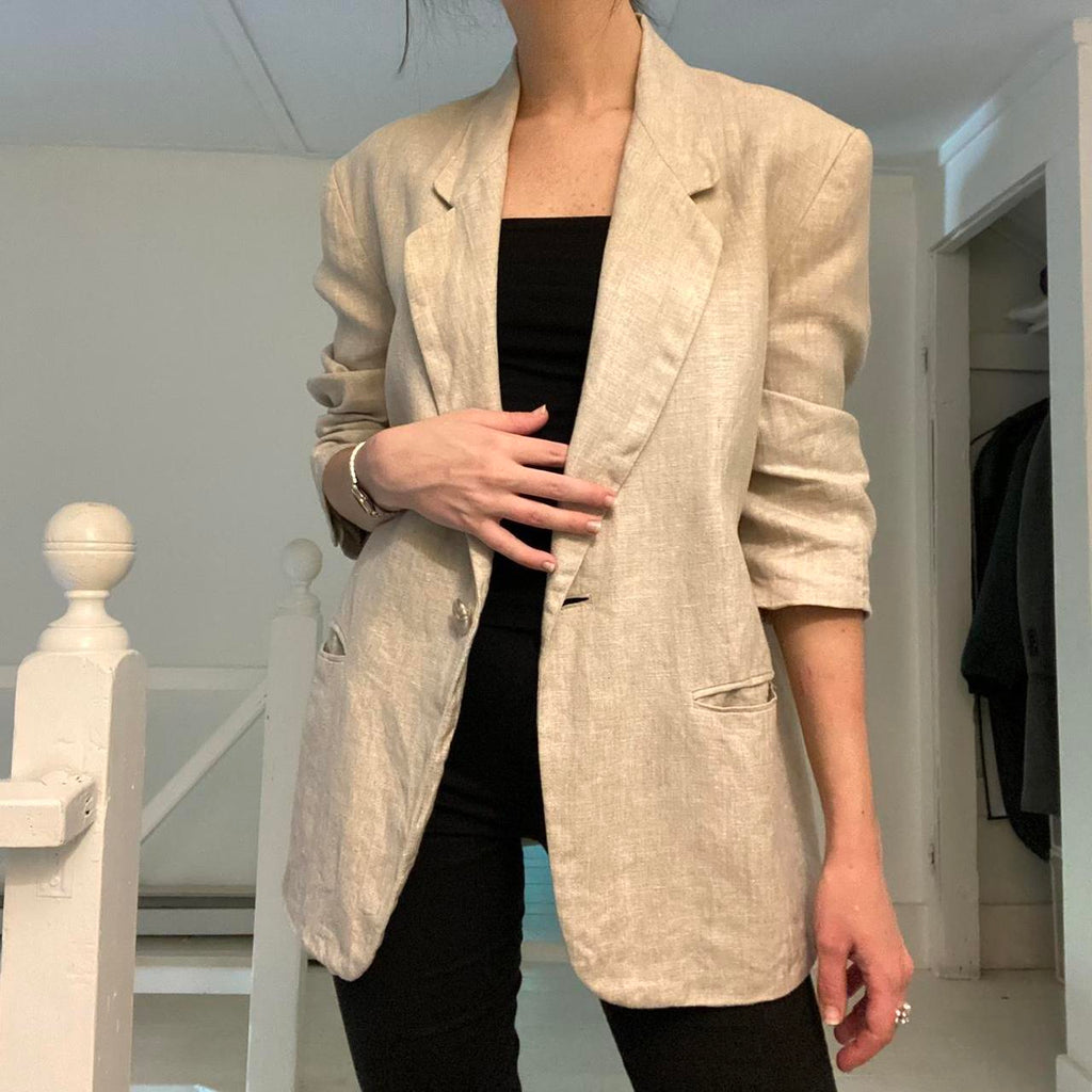 International Scene Vintage 90s Linen Blazer Jacket Size 7/8