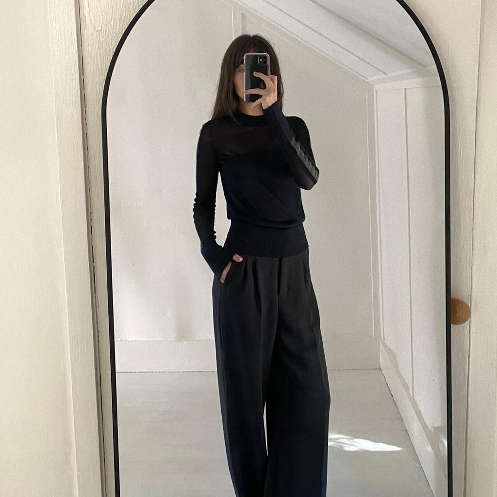 Sportmax Sheer Mesh Mock Neck Top Size XS