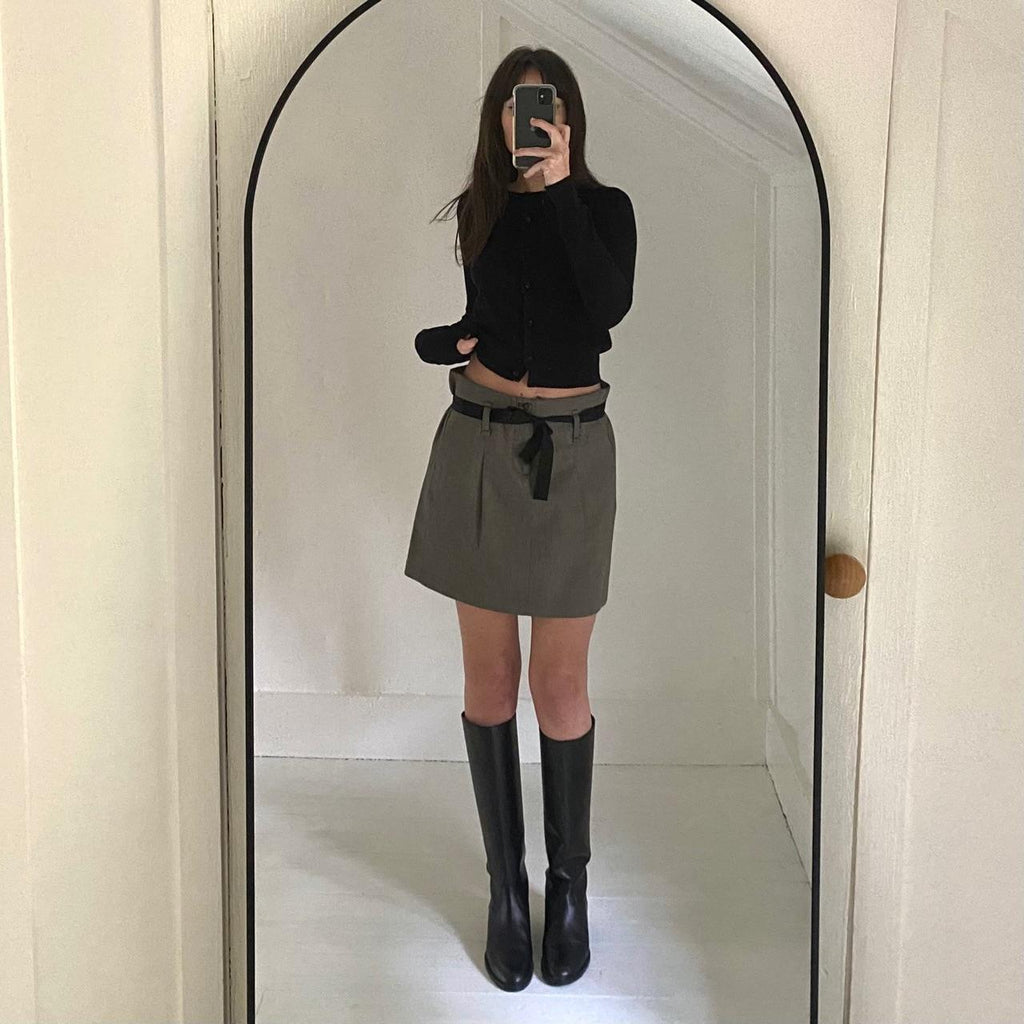 Gap Vintage Y2K Wool Belted Mini Skirt Size 1