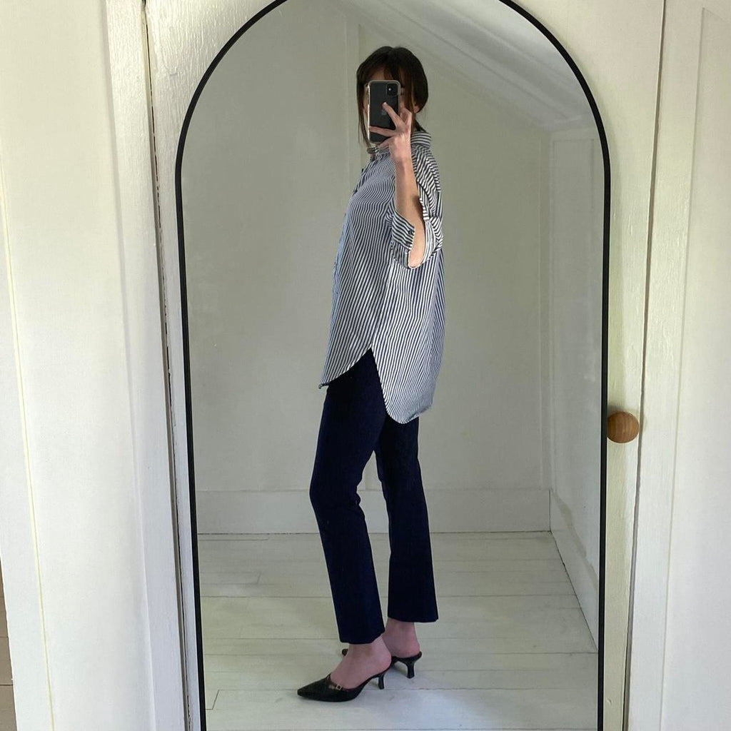 The Row Navy Knit Boot Cut Pull-On Trouser Pants Size S