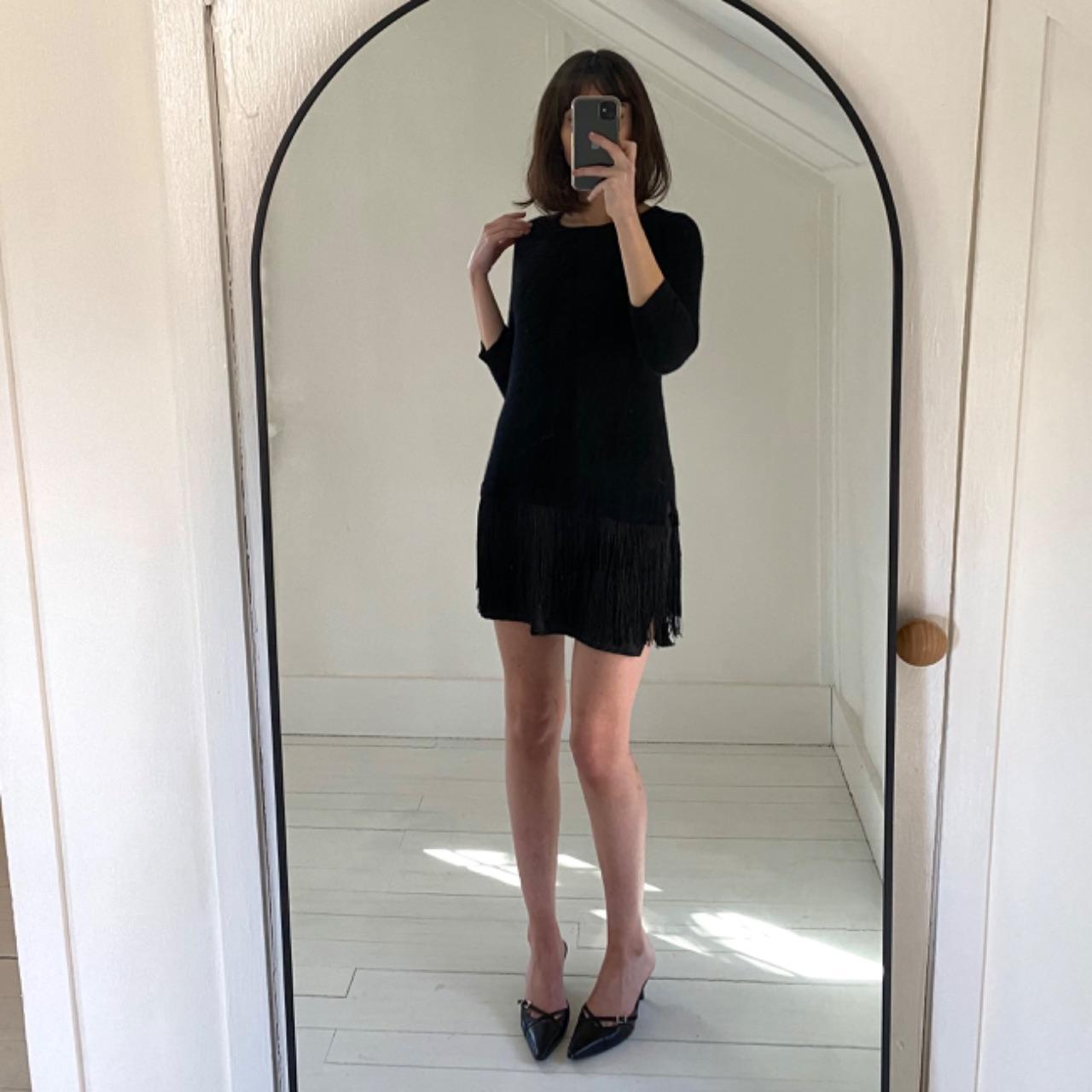 Neiman Marcus Cashmere Fringe Hem Tunic Sweater Size XS