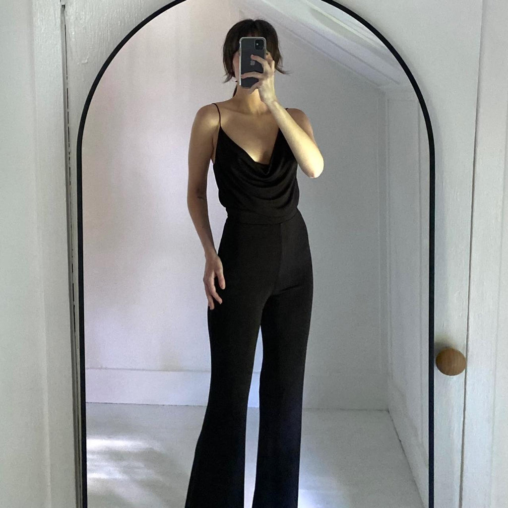 Misha Collection Moira Cowl Neck Pantsuit in Black Size 0