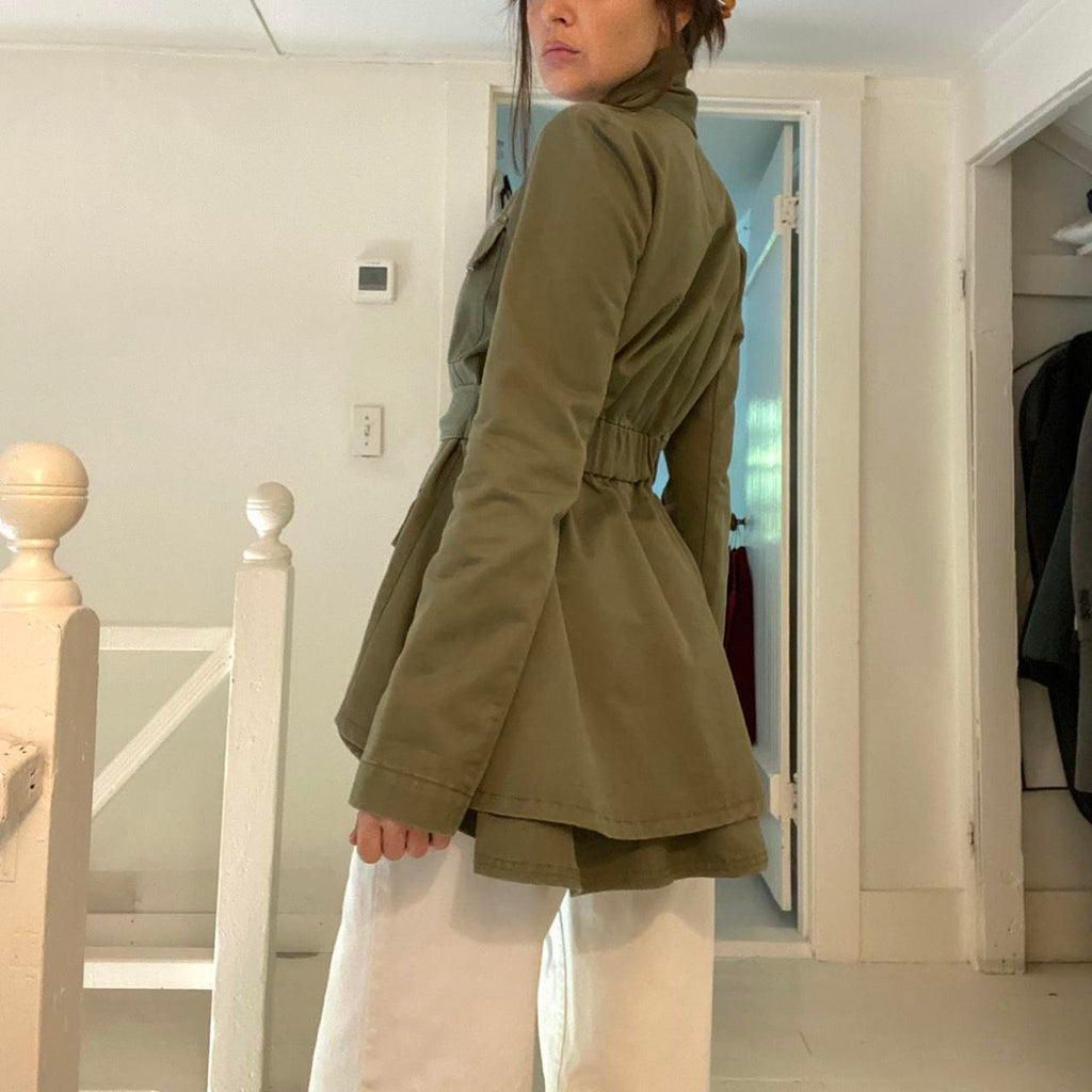 Marissa Webb Iona Peplum Hem Military Jacket Size S