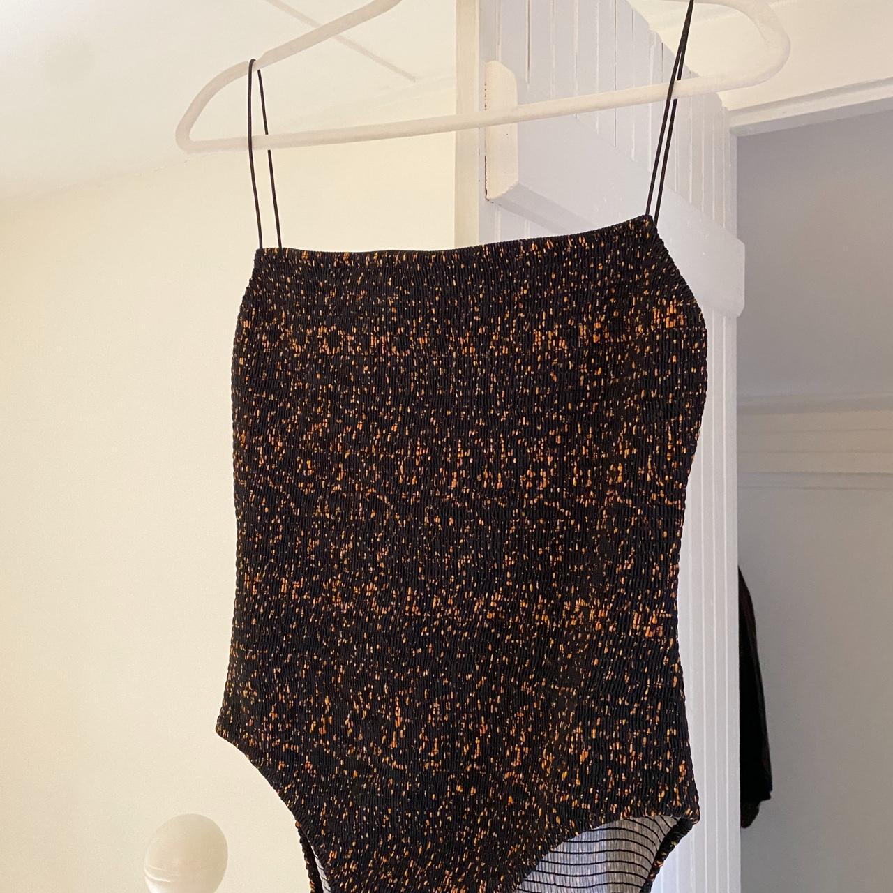 Toteme One Piece Smocked Swimsuit in Tortoise Size XL