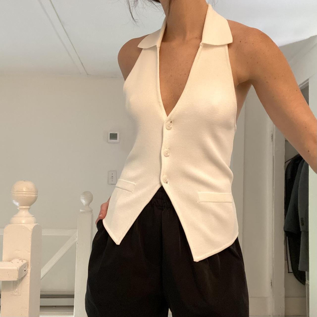 Misha Collection Bruna Halter Top Vest in Ivory Size S