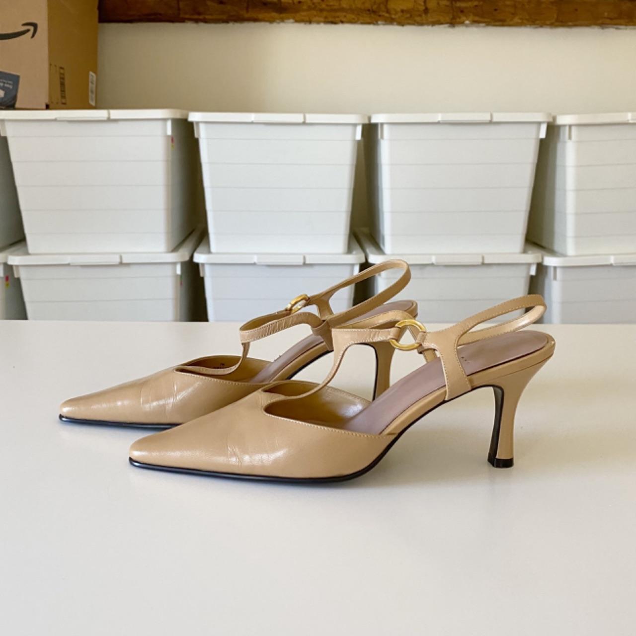 Impo Vibrant Leather T-Strap Pointed Toe Slingback Heels Size 7