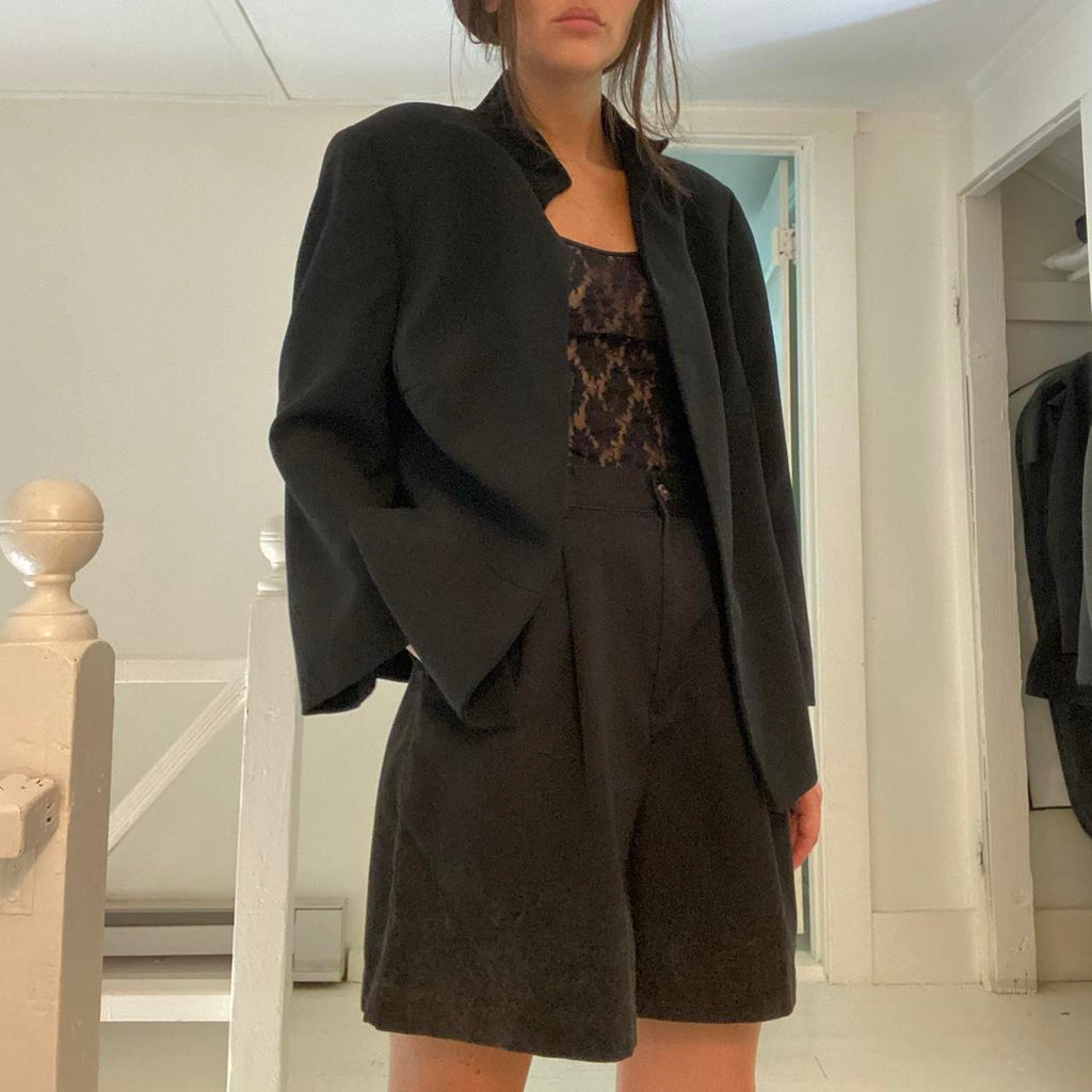 Akris Vintage Y2K Wool Open Front Blazer Size 14