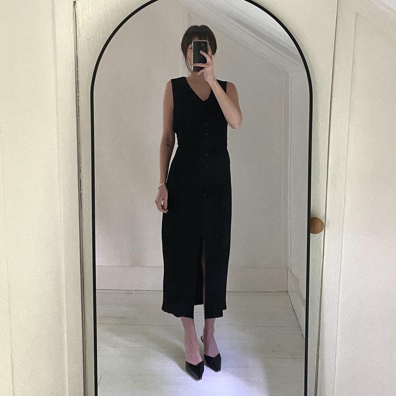 Breakin’ Loose Vintage 90s Tuxedo Vest Button Front Midi Dress Size 9/10