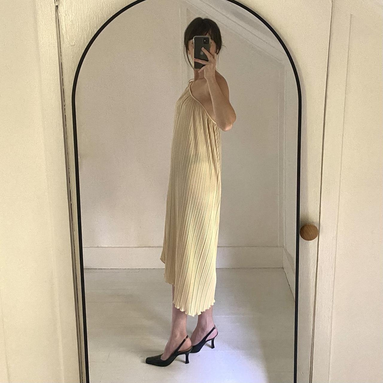 Joy Stevens Vintage 80s Pleated Asymmetric One Shoulder Midi Dress Size 5/6