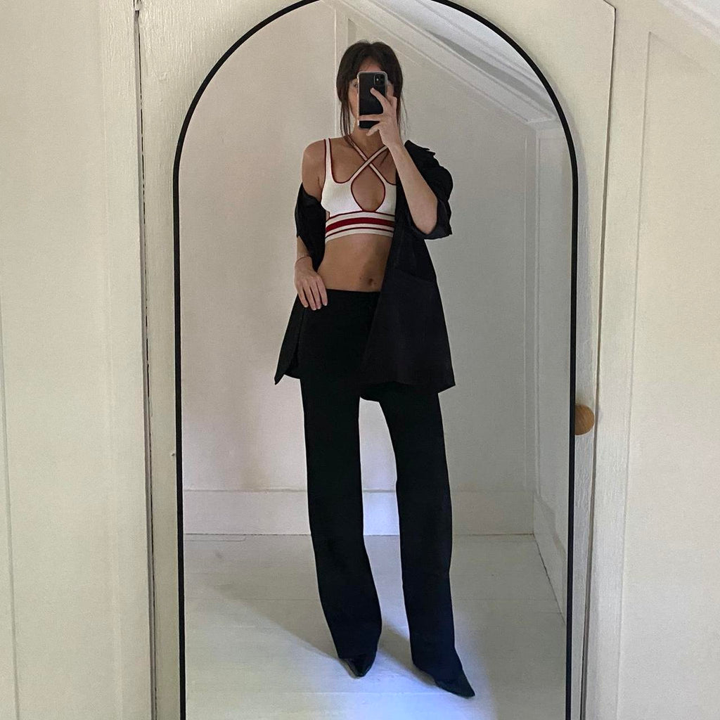 Hanwen New York Ribbed Knit Fitted X Bra Top Size XS