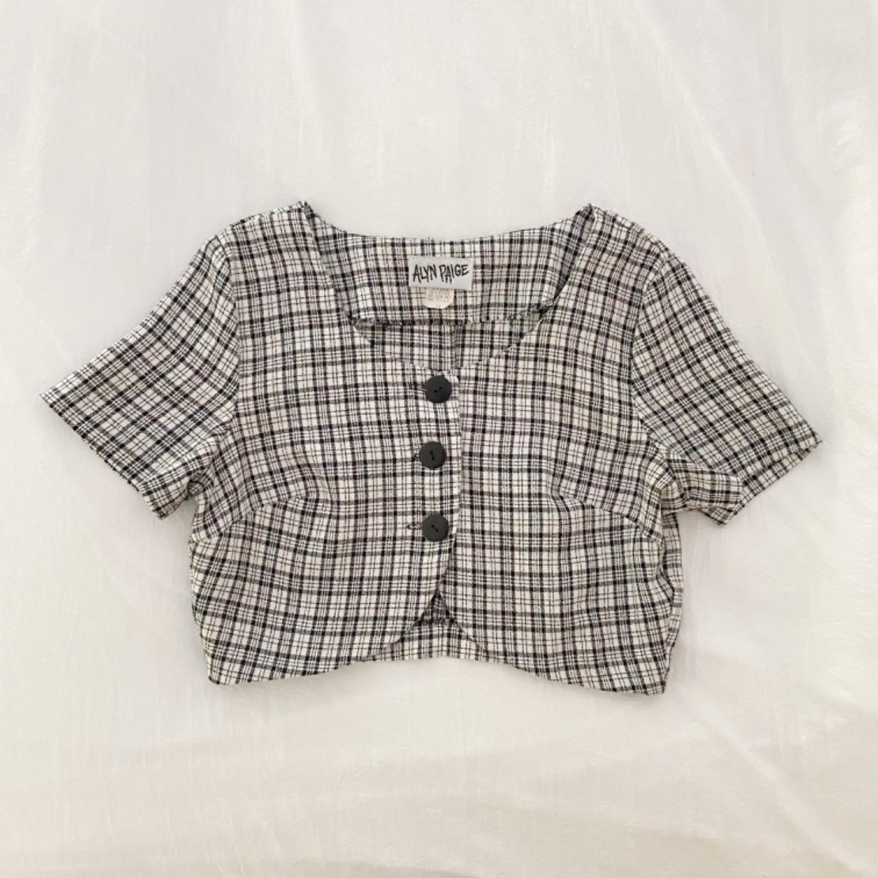 Alyn Paige Vintage 90s Plaid Cropped Short Sleeve Jacket Size 7/8