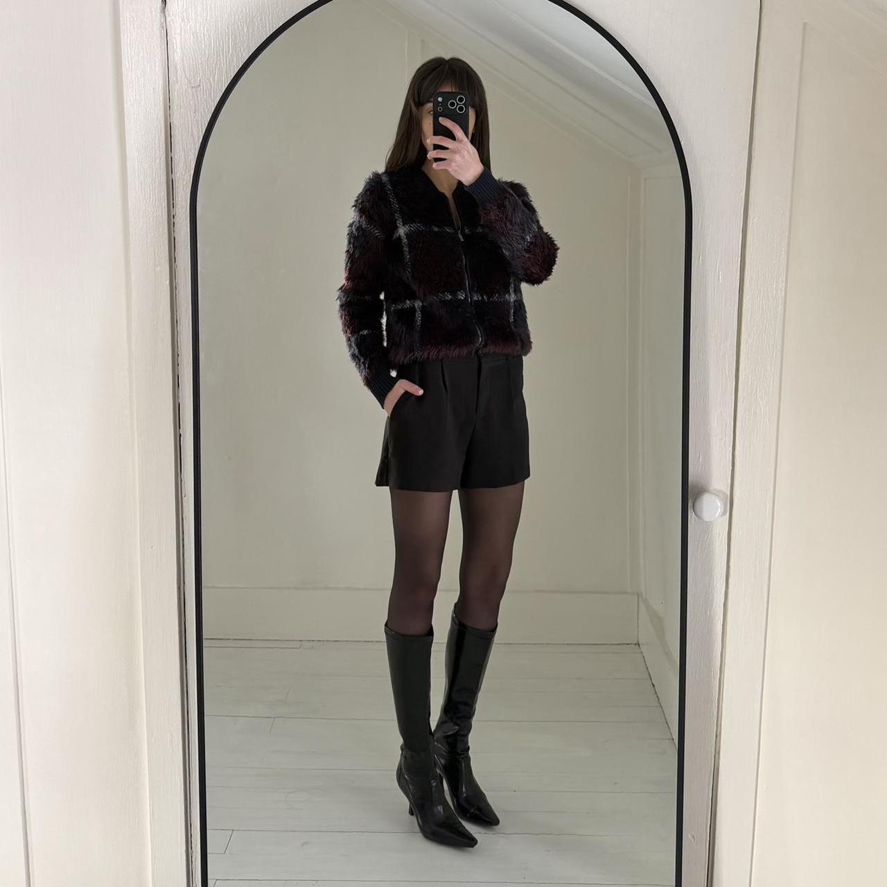 1. State Plaid Faux Fur Bomber Jacket in Lunar Navy Size XS