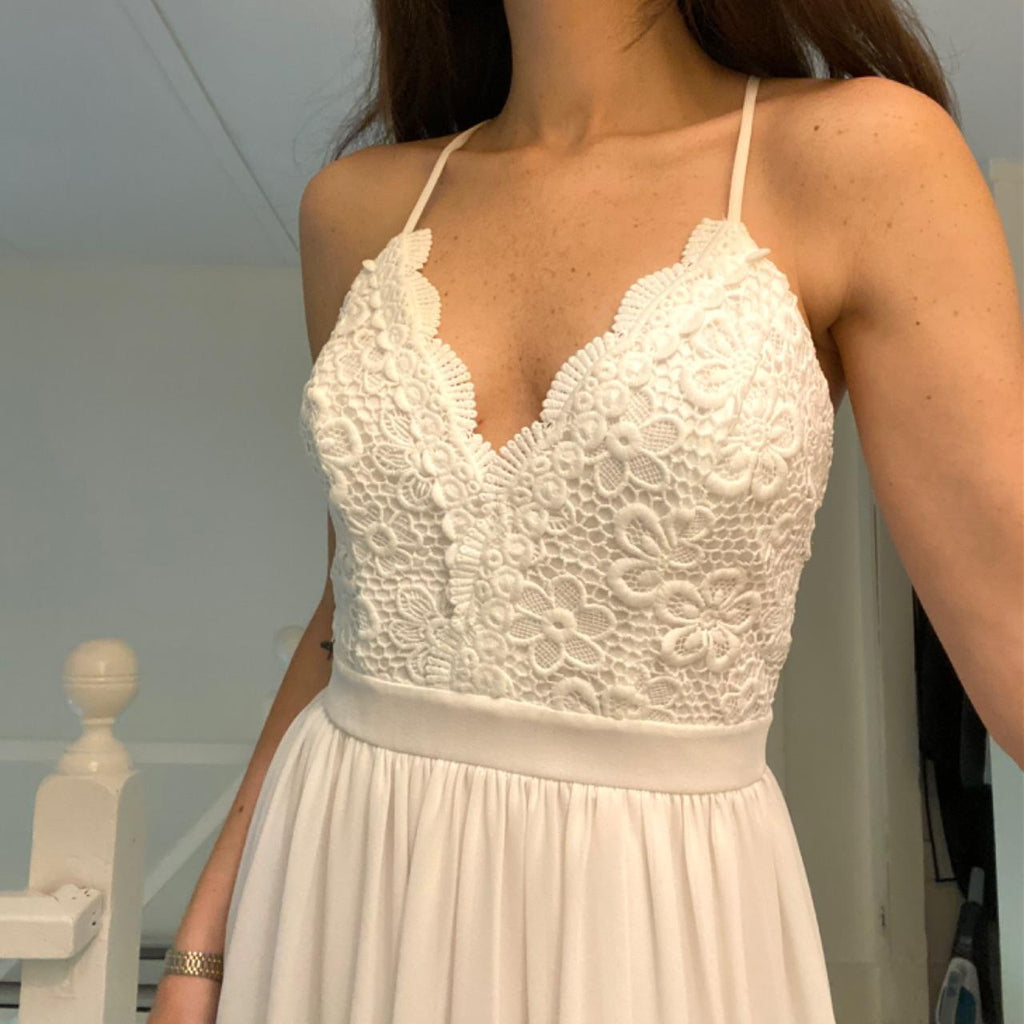 No Boundaries Crochet Trim Sheer Maxi Dress Size S