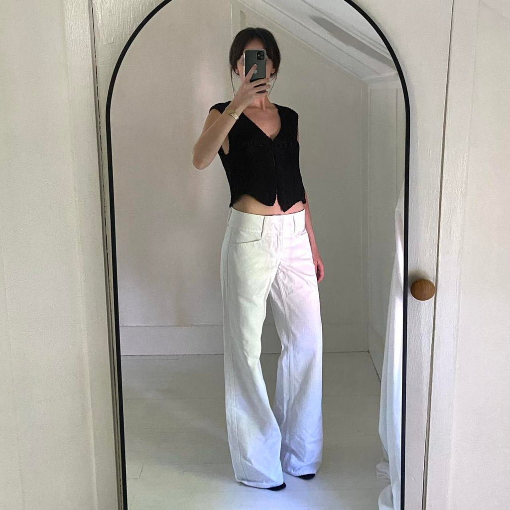 TheOpen Product Open Front Knit Top in Black Size 1