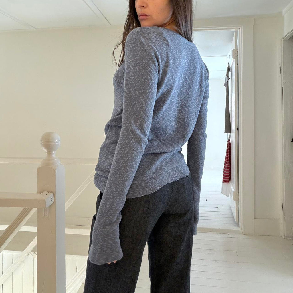 Left of Center / Anthropologie Knot Front Marled Knit Top Size S