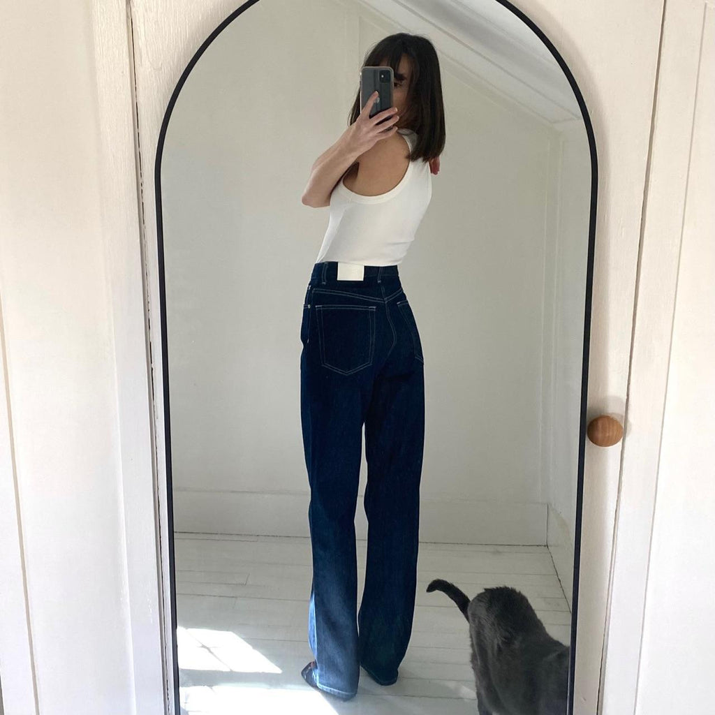 EB Denim High Rise Straight Jeans in Midnight Size 24