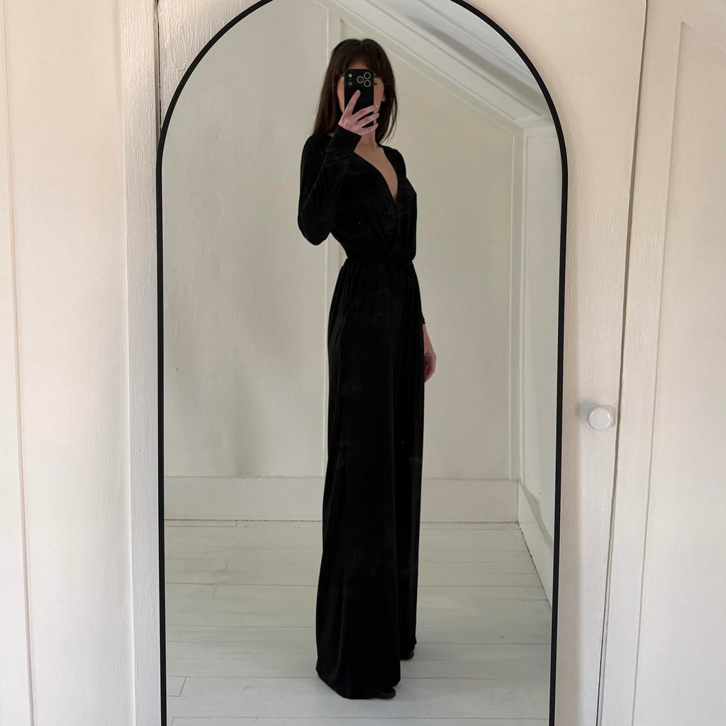 BCBGeneration Surplice Open Back Wide Leg Jumpsuit in Black NWT Size S