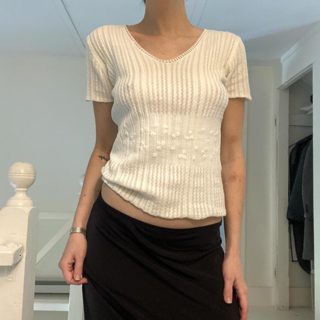 Valerie Separates Vintage Y2K Pointelle Knit Top Size PS