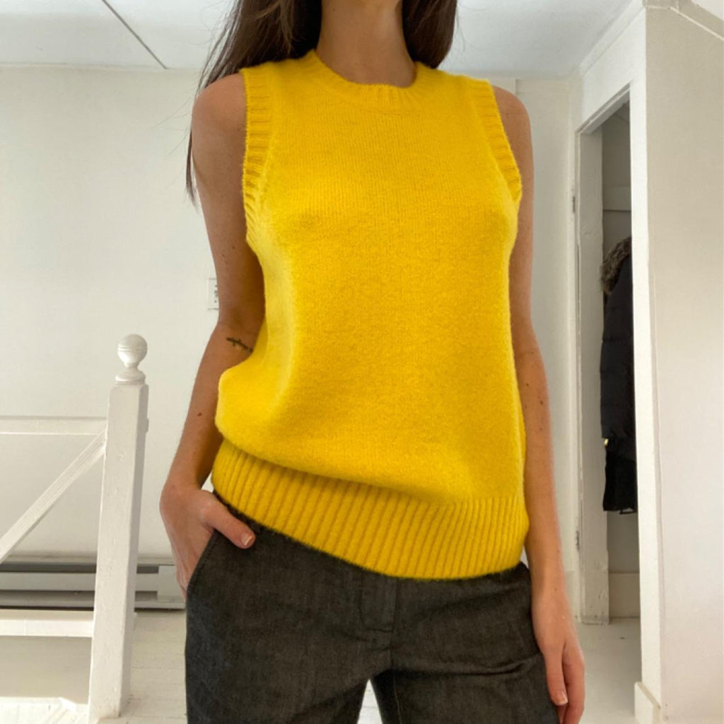 Soeur Namaste Wool Sweater Vest Pullover in Yellow Size 1
