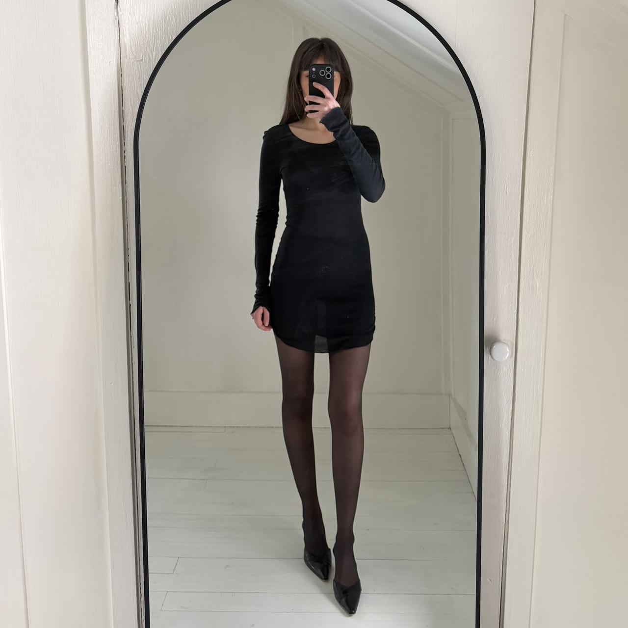 Michael Stars Vintage Y2K Semi Sheer Knit Long Sleeve Mini Dress OS