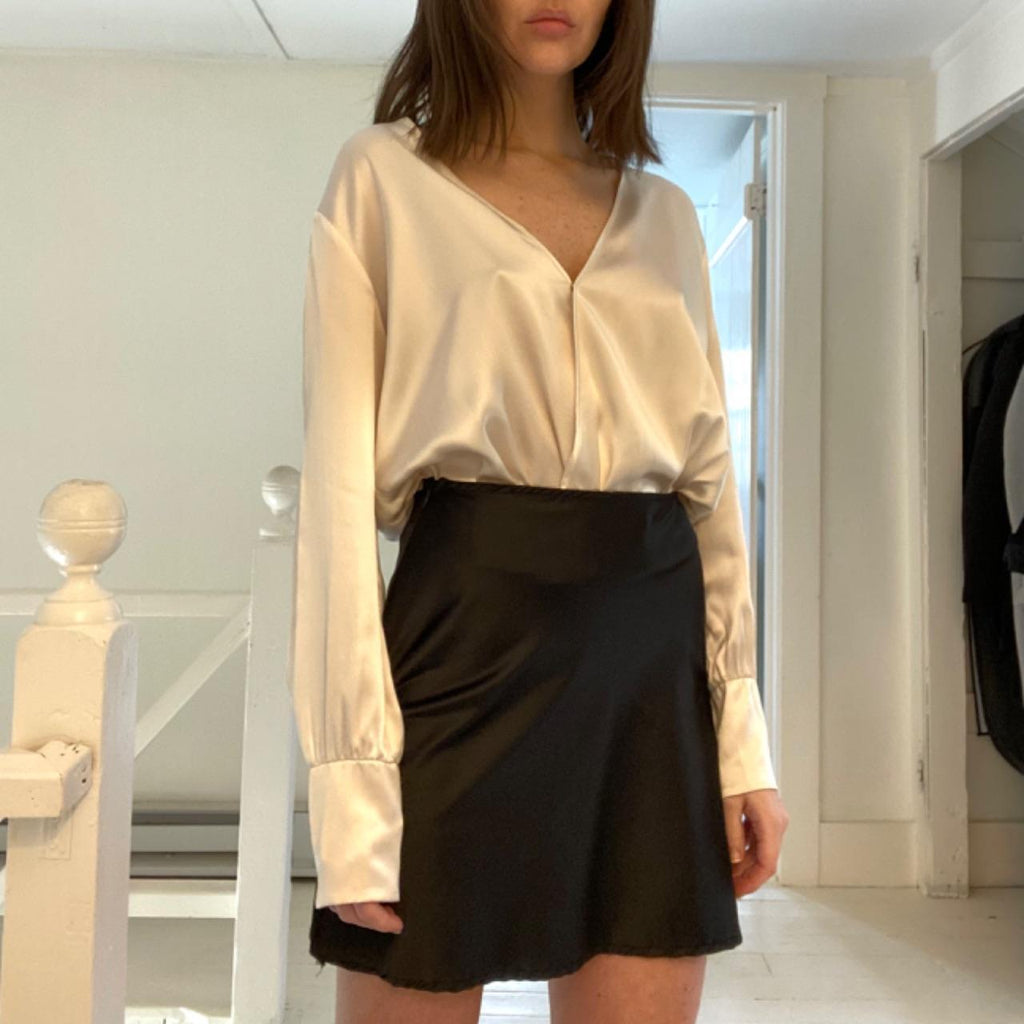 Cami NYC Allison Silk Satin Crossover Bodysuit Size S