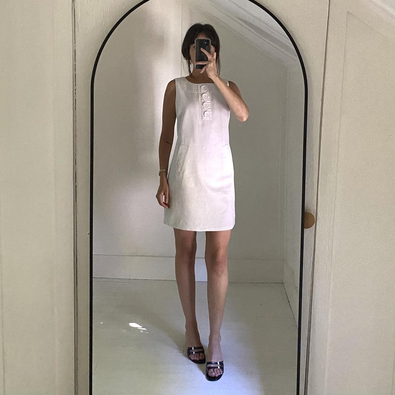 Richard Malcolm Vintage 90s Linen Mini Sheath Dress Size 8P