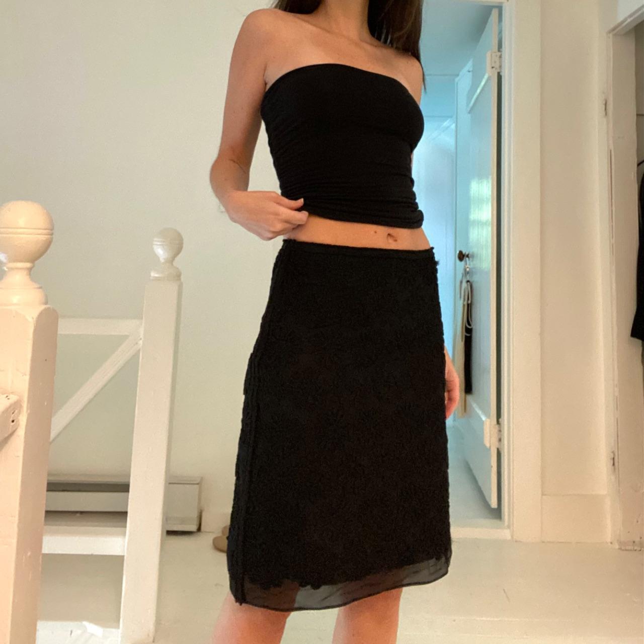 Leon Max Floral Embroidered Pencil Skirt Black Size 0