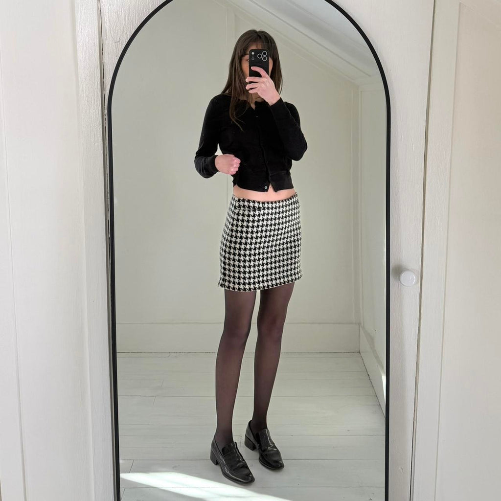 Gap Vintage Y2K Houndstooth Wool Knit Mini Skirt Size 1
