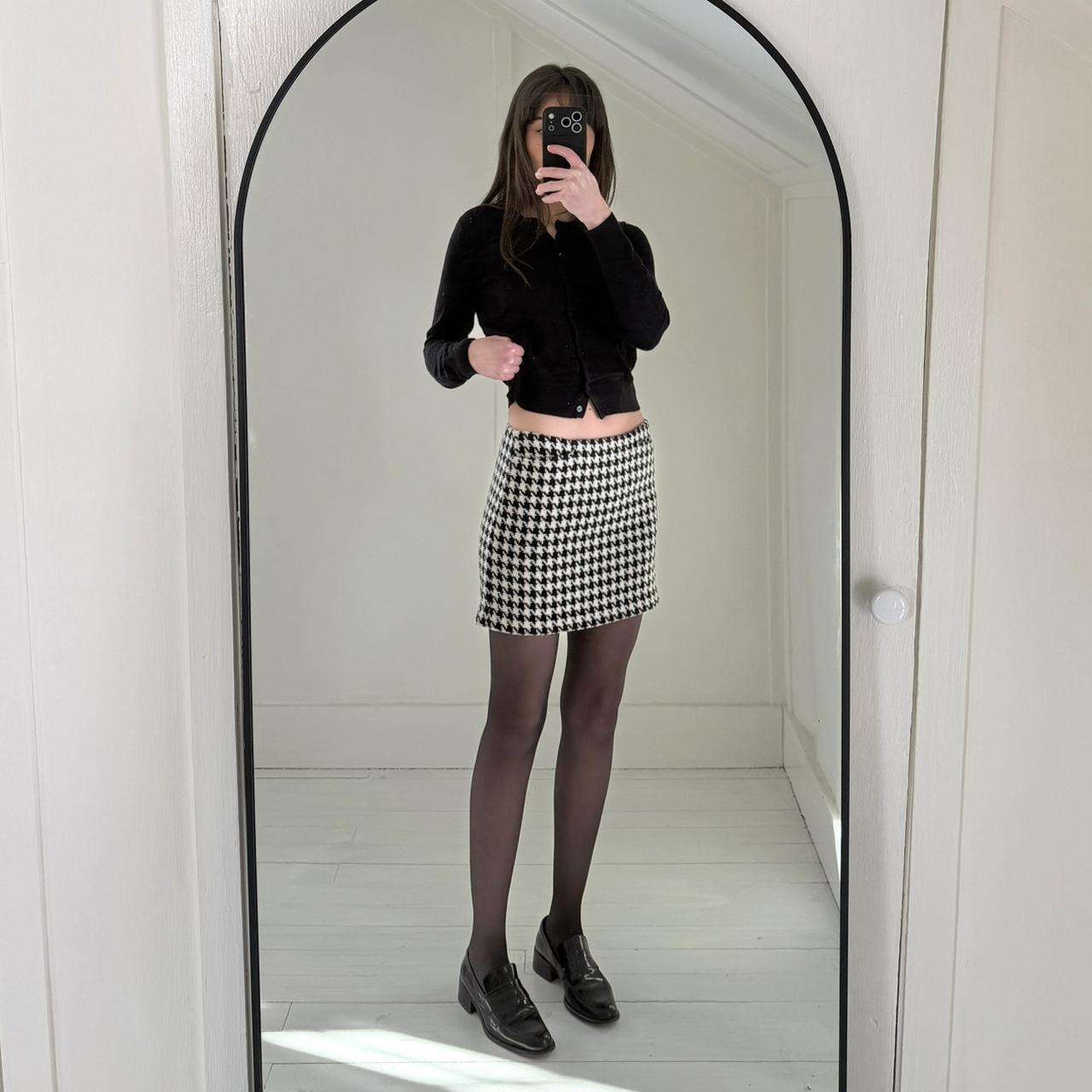 Gap Vintage Y2K Houndstooth Wool Knit Mini Skirt Size 1