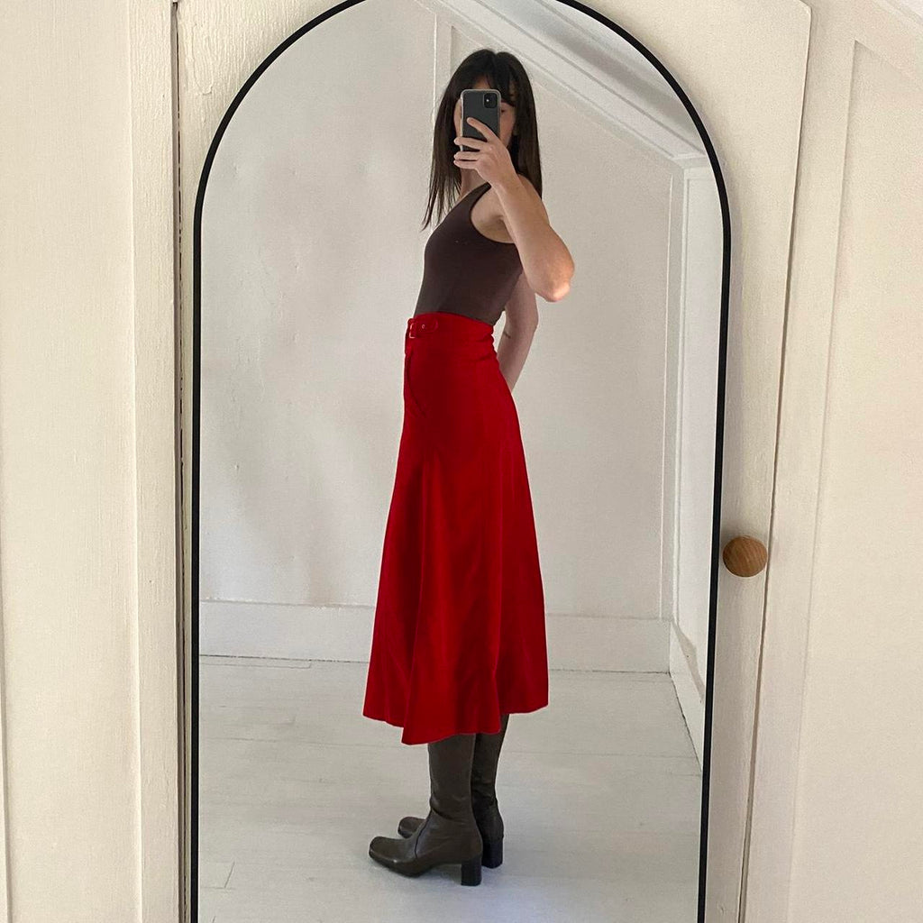 Rachel Antonoff / Anthropologie Regal Velvet Buckle Waist Midi Skirt Size 2