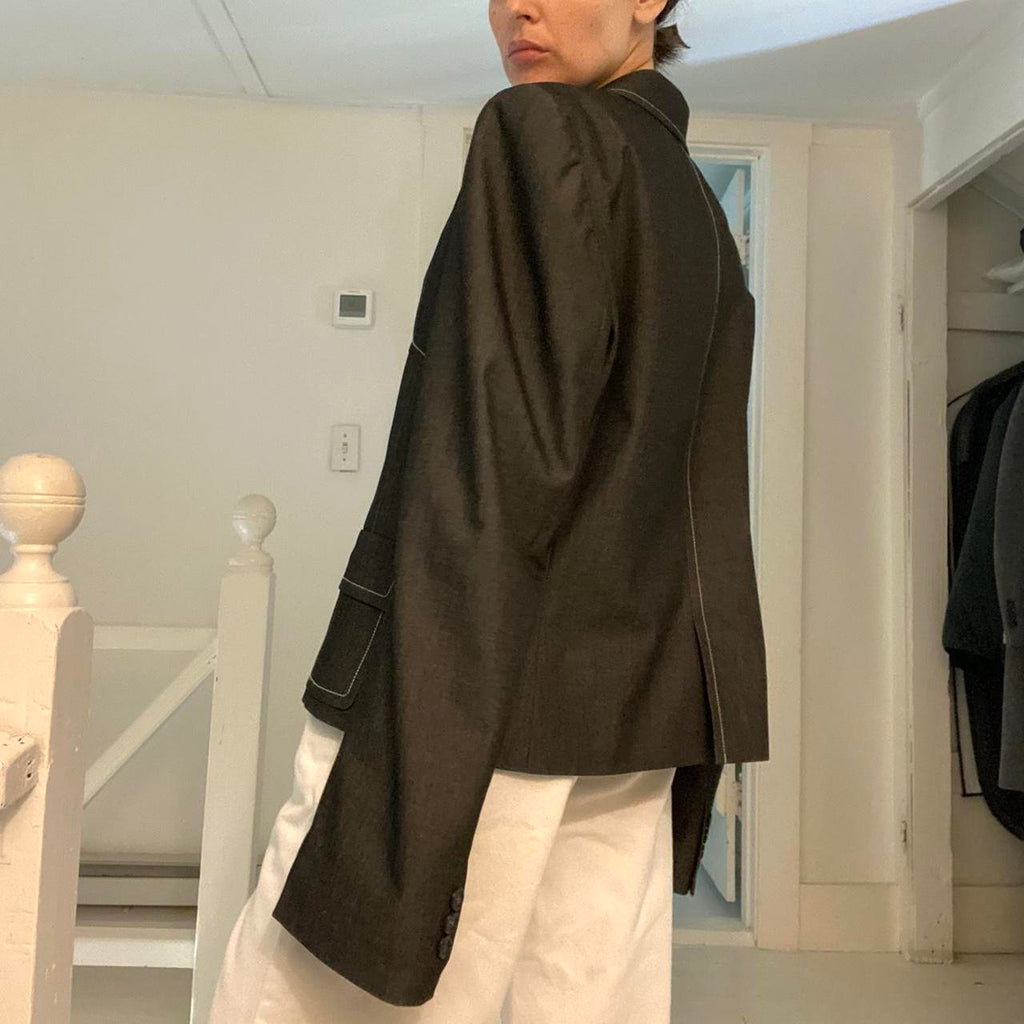 Calvin Klein Vintage 90s Contrast Stitch Blazer Jacket Size M