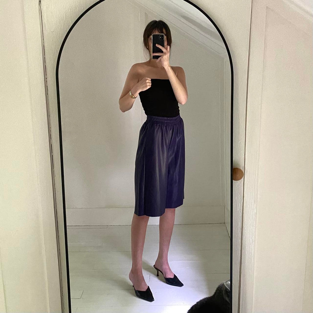 Angela Mele Milano Vegan Leather Bermuda Shorts NWT Size M