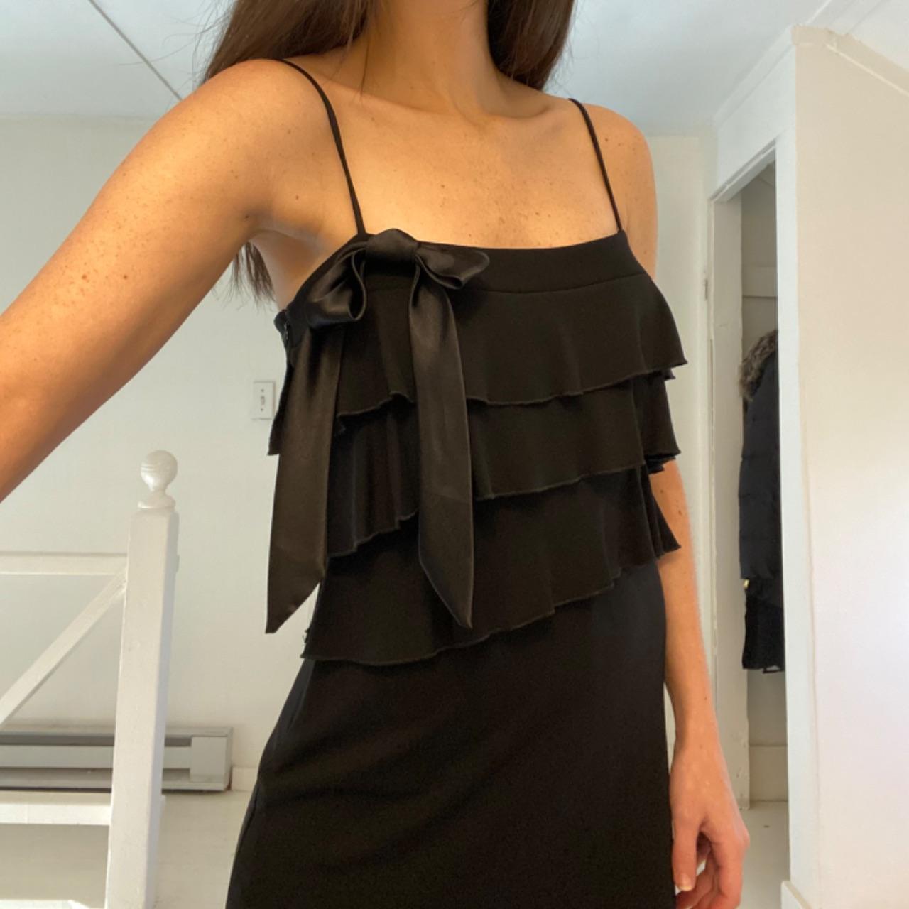 ABS by Allen Schwartz Vintage Y2K Tiered Overlay Bow Accent Dress Size P