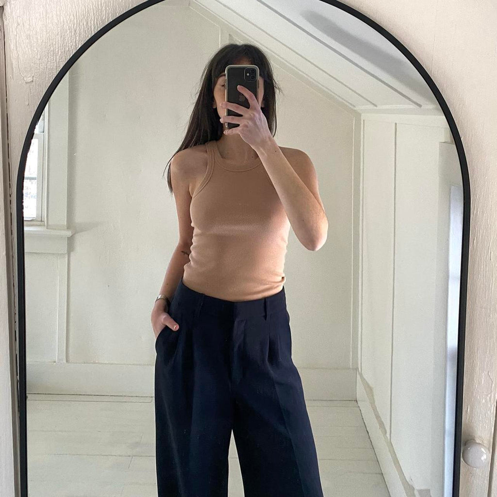 Toteme Organic Cotton Curved Rib Tank in Caramel Size S