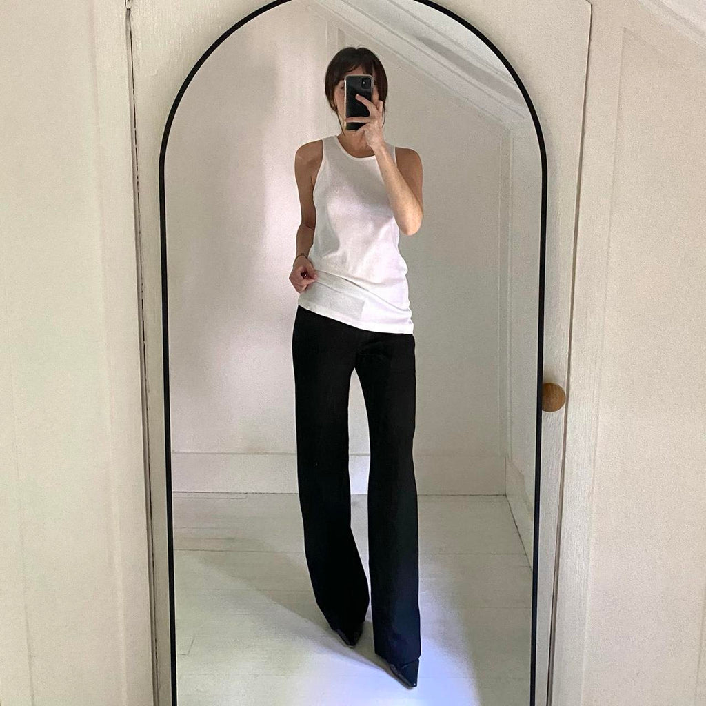 Helmut Lang Stacked Logo Tank Top in Chalk White Size S