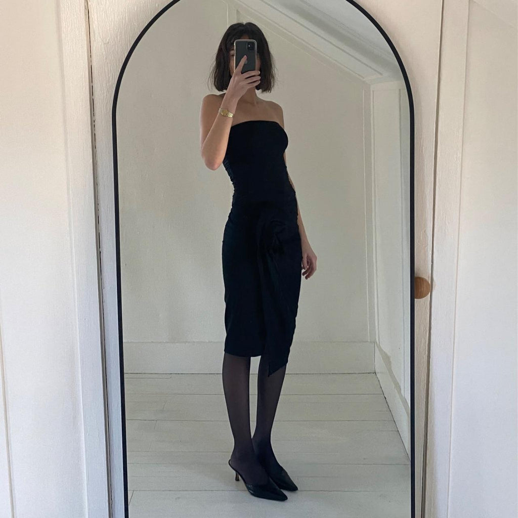 Donna Karan Collection Ruched Vintage Wool Jersey Rosette Wrap Skirt NWT Size P