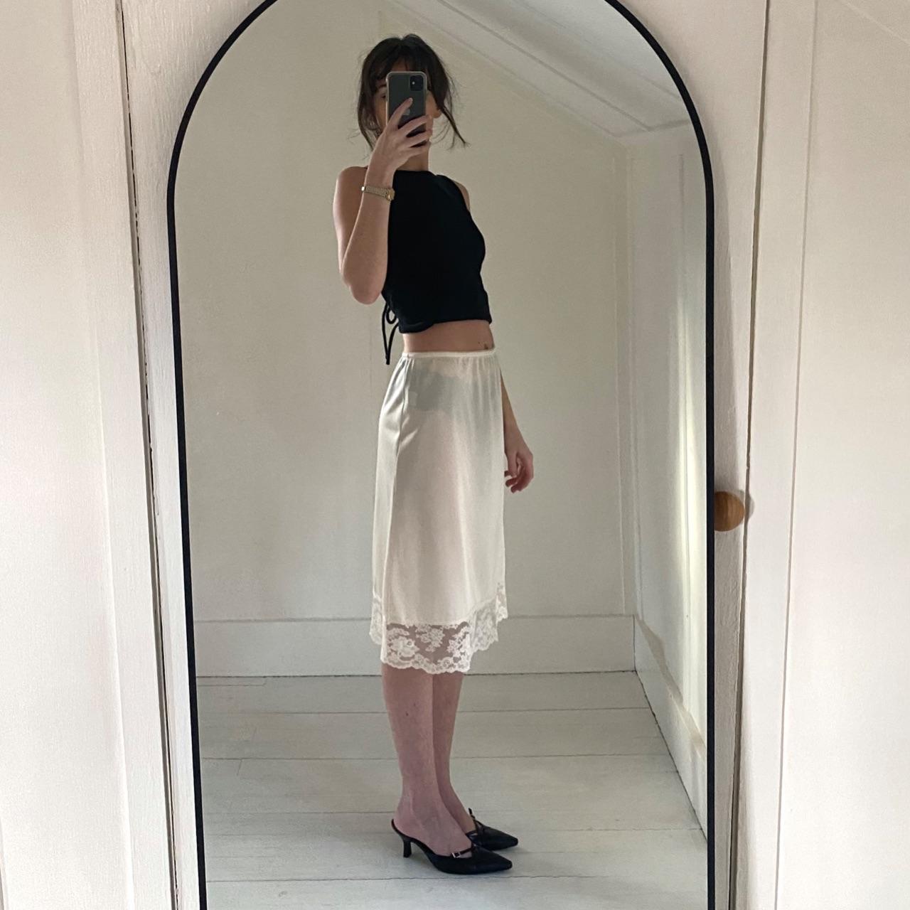 Vintage Lace Trim Slip Skirt Size M