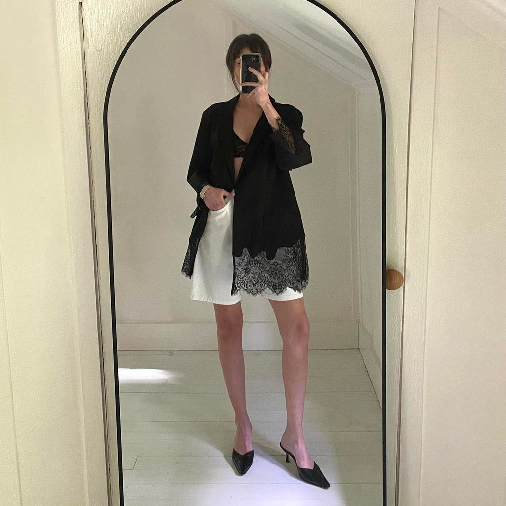 Black Label by Chico’s Lace Trim Blazer Jacket Size 3