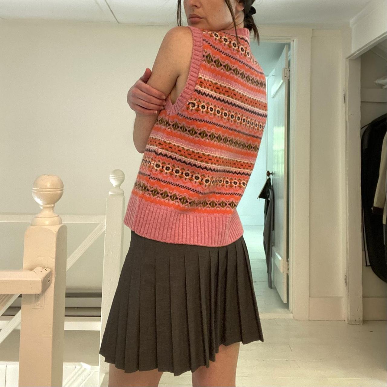 Alex Mill Francis Merino Wool Fair Isle Sweater Vest in Peony Combo Size M