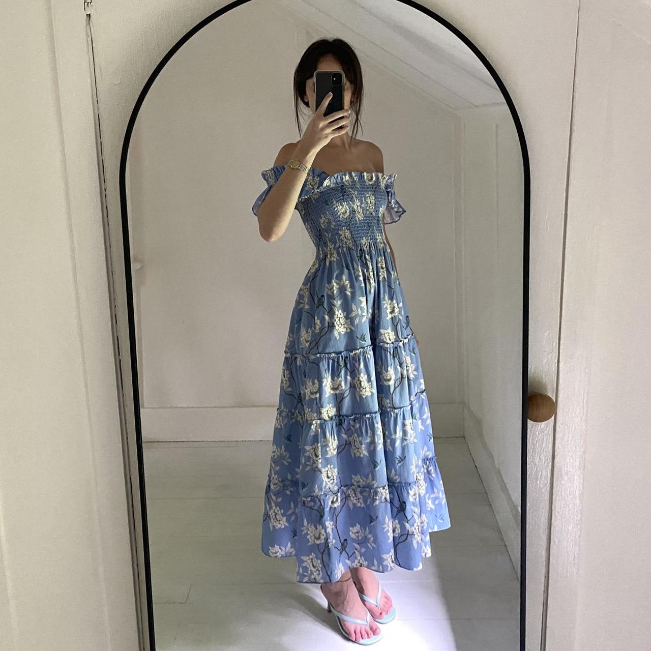 Hill House Home The Ellie Midi Nap Dress Diane Hill Blue Chinoiserie NWT M