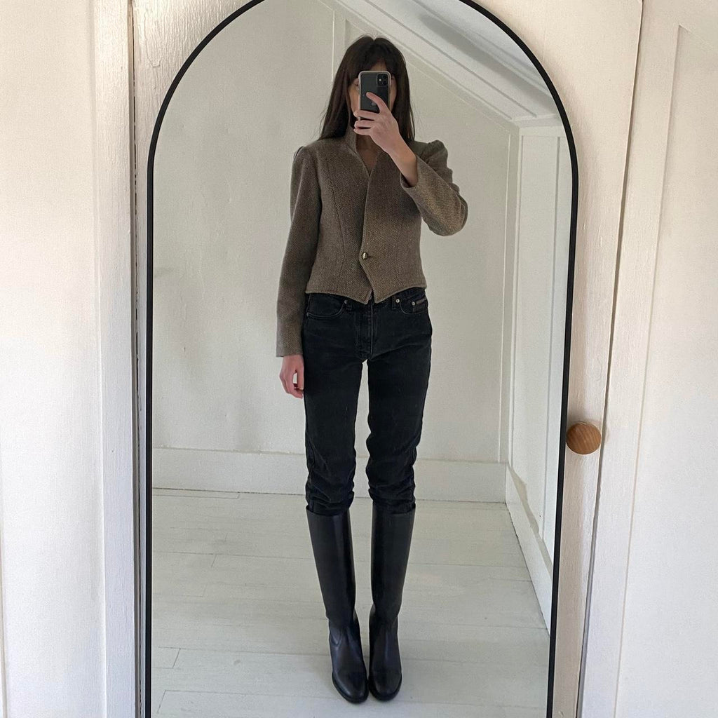 Body English Vintage 80s Wool Herringbone Blazer Jacket Size 9/10