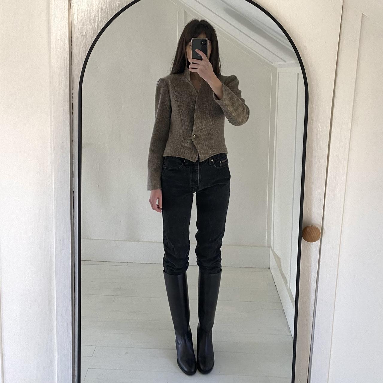 Body English Vintage 80s Wool Herringbone Blazer Jacket Size 9/10