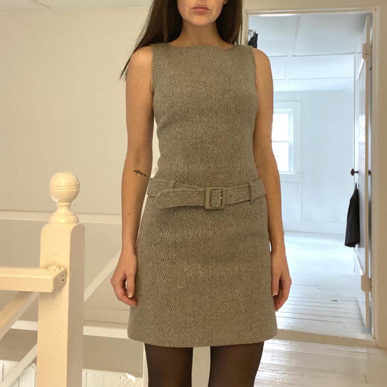 Queens Court Wool Knit Belted Drop Waist Mini Dress Size 1