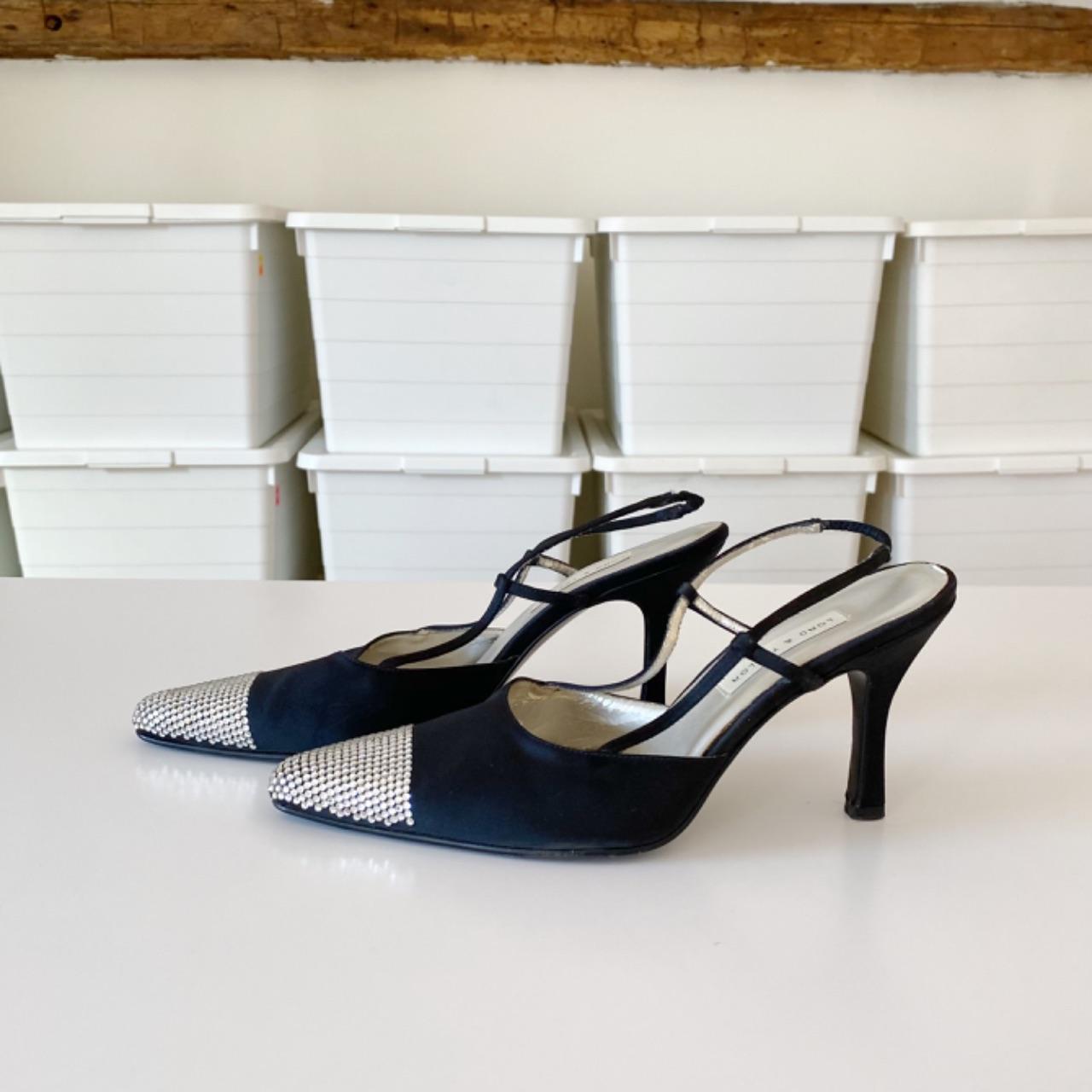 Lord & Taylor Vintage Y2K Starlet Rhinestone Toe Slingback Heels Size 6.5